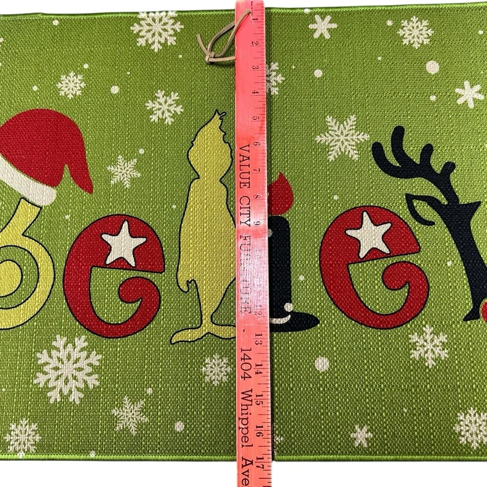 Grinch Believe Christmas‎ Doormat Holiday Snowflake Green Entry Rug Decor 29x17